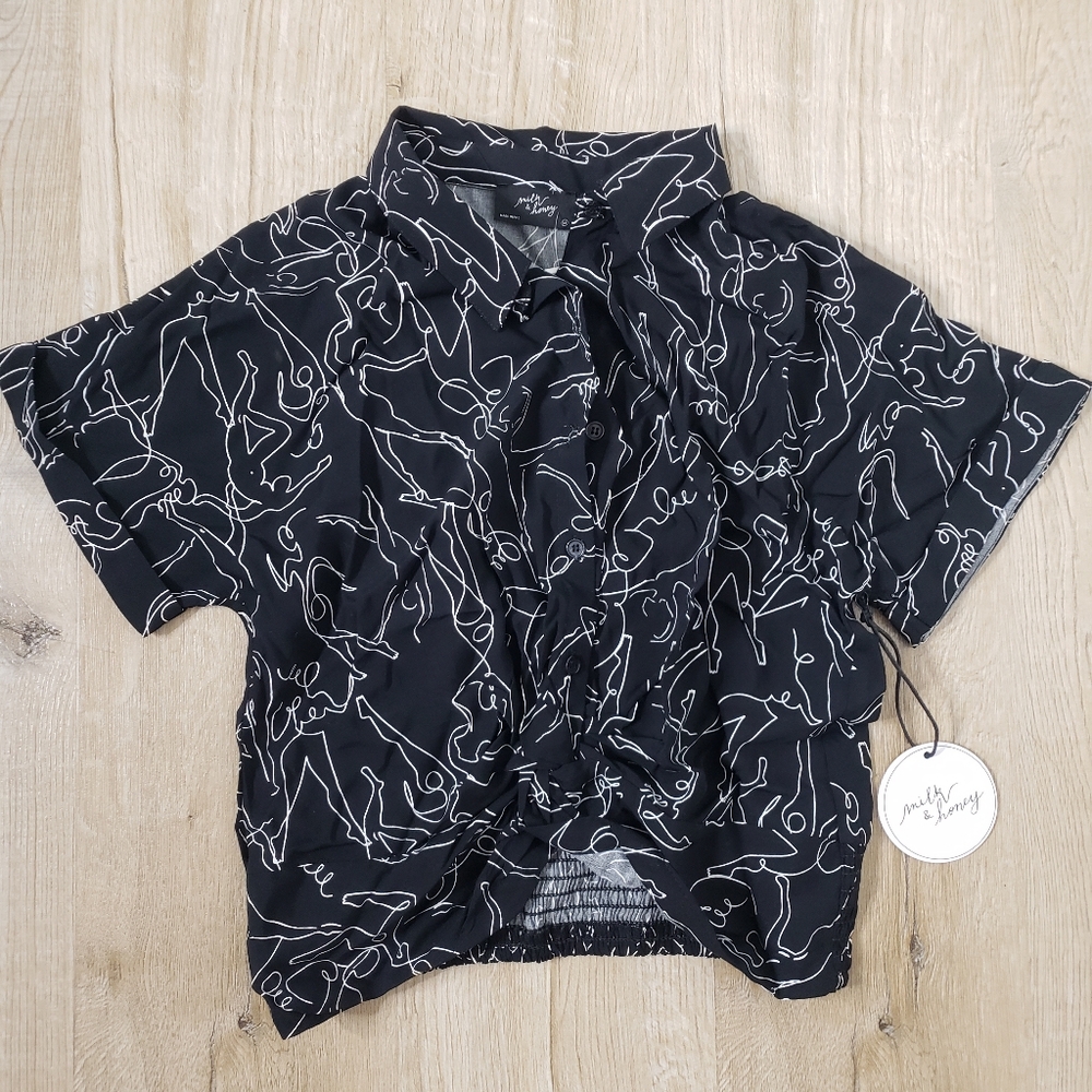 Milk & Honey cropped collared button blouse dancers design